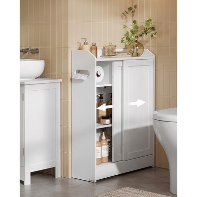 Cloud White Slim Bathroom Cabinet with Adjustable Shelving