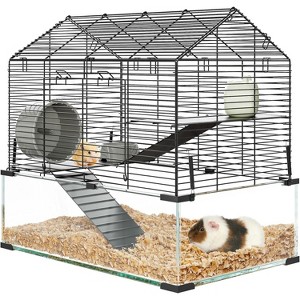 Metal Hamster Cage with Transparent Hamster Habitats, Small Animal Cage, Pet Mouse Cages with Water Bottle for Rats, Hamsters & Hedgehogs, Guinea Pigs - 1 of 4