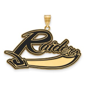 Black Bow Jewelry 14k Yellow Gold Plated Sterling Silver Mount Union College Purple Raiders NCAA Extra Large Pendant - 1 of 3