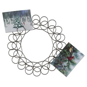 tagltd Antique Bronze Spiral Wreath Greeting Card Holder Wall Art 14.5 in Diameter Christmas Decor Spot Clean - 1 of 2