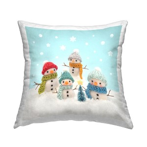 Stupell Industries Winter Snowmen and Snowflakes Indoor Pillow, 18 x 18 - 1 of 3
