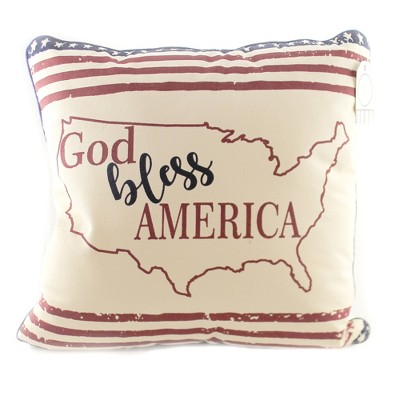 Home Decor 18.0" God Bless America Pillow Patriotic Stars Stripes Usa  -  Decorative Pillow