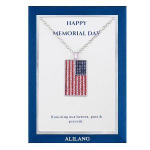 Anna-Kaci American Flag Pendant Necklace with Patriotic Gift Message Card & Envelope Jewelry Gifts - 1 of 4