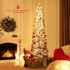 Costway 6/7 FT Snow-flocked Artificial Christmas Tree with 220 Warm White LED Lights, 8 Modes - 4 of 4