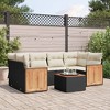 vidaXL 7 Piece Patio Sofa Set with Cushions Black Poly Rattan - Black and Cream - 2 of 4