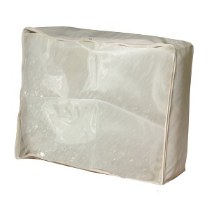 Canvas Blanket Storage Bag, Cotton-Blend Durable Canvas, 3 Sided Zipper with Clear Windowed Top - 1 of 3