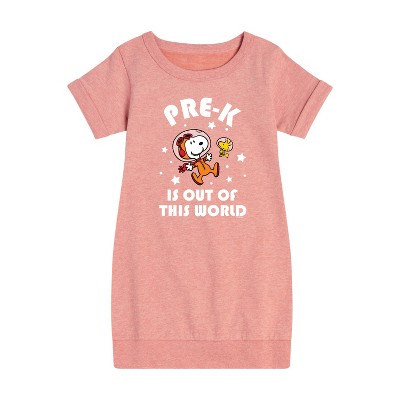 - Peanuts - Pre K is Out of This World Graphic Short Sleeve Fleece Dress