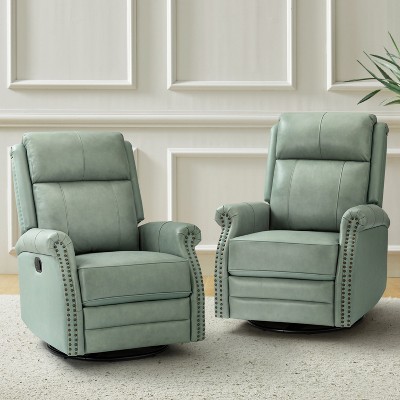 Irene 30.5" Wide Genuine Leather Manual Recliner with Rolled Arms Set of 2| ARTFUL LIVING DESIGN