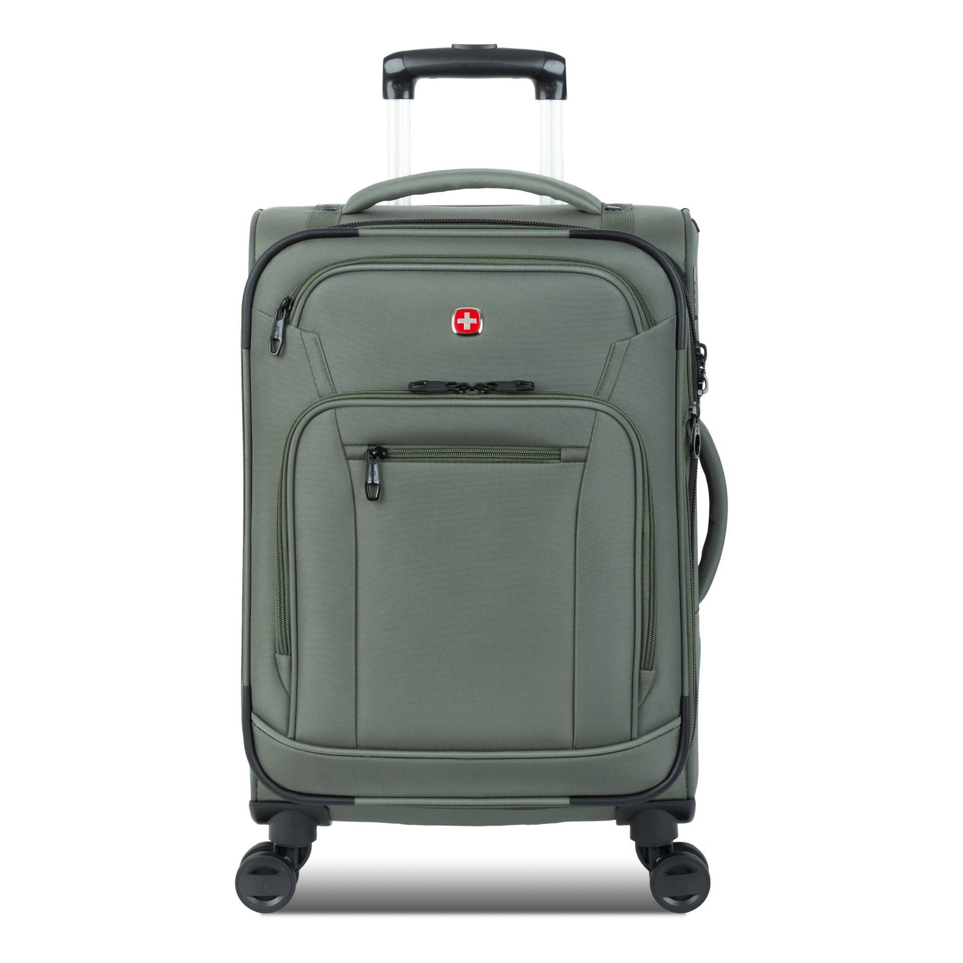 SWISSGEAR Zurich Softside Carry On Spinner Suitcase - Green: 8-Wheel Tear-Resistant Design