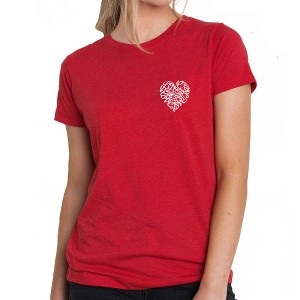 LA Pop Art Cursive Heart - Women's Premium Blend Word Art T-Shirt - 1 of 4