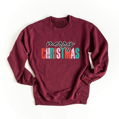 Simply Sage Market Women's Graphic Sweatshirt Merry Christmas Distressed