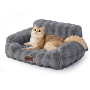 ZOMISIA Orthopedic Cat Couch Bed, with Supportive Egg Foam, Fluffy Faux Fur Removable Washable Cover and Non-Slip Bottom - 1 of 4