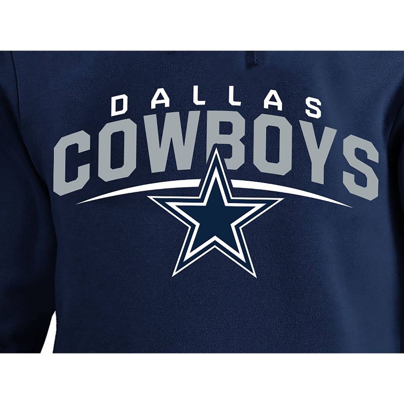 NFL Dallas Cowboys Men's Big & Tall Long Sleeve Core Fleece Hooded Sweatshirt, 3 of 4