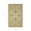 Gold Beige And Brown Wool Floral Medallion Hand Hooked Area Rug - 3 of 4