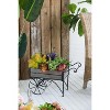 Rustic Black Trolley Cart Plant Stand – Decorative Wheeled Wood Planter Display for Indoor/Outdoor Use - 4 of 4