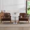29.2'' Cognac Faux Leather Mid-Century Accent Chairs with Cushioned Seat, Solid Wood Frame and Brass-Tipped Legs (Set of 2( - 3 of 4