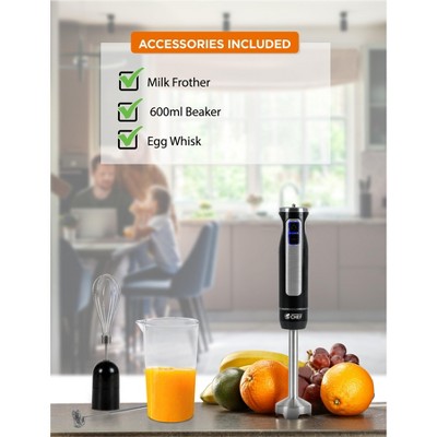 Commercial Black Stainless Steel Immersion Hand Blender with Variable Speed
