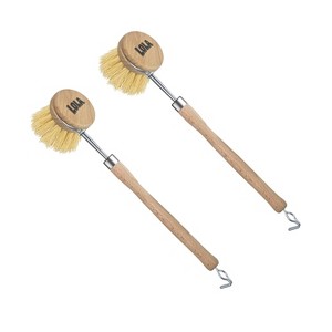 Lola Products -The Original - Tampico Vegetable & Dish Brush, Sustainable Wood Ergonomic Handle w/Tampico Fiber Bristles, Made in Germany, 2 Pack - 1 of 4