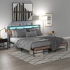 HOMCOM Bed Frame with Headboard, Size Bed Frame with Lights, Charging Station, Storage Shelf, Noise-Free & No Box Spring Needed, Walnut - 2 of 4