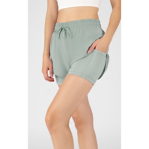 90 Degree By Reflex Womens Lux 2-in-1 Running Shorts With Drawstring -  Shadow - Medium : Target