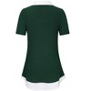 BLUEMING Womens Summer T-Shirts V Neck Faux Layering Shirts Color Block Polo Shirts Plaid Teacher Shirts - 2 of 3
