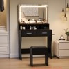 Vanity Desk w/ Mirror & Power Outlets, Small Makeup Vanity Set w/ 2 Drawers, Cushioned Stool, 3 Light Modes, Modern Dressing Table - 3 of 4