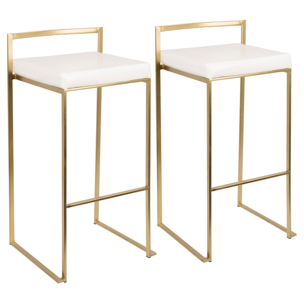 Photos - Chair Set of 2 31.5" Fuji Contemporary Barstools White - LumiSource