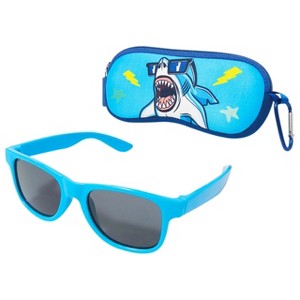Kids Shark Sunglasses & Case Set – UV Protection Shades– Fun Ocean Ages 6 & under - 1 of 4