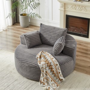 NicBex Modern Round Corduroy/Chenille Sponge Single Sofa with Back Cushion & Pillows,Fluffy Sleeper Chair for Living Room,Bedroom - 1 of 4