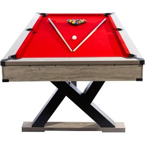 7-Foot Pool Table for Home with Complete Accessory Set, Professional K-Leg Design & Slate-Grey Finish - 1 of 4