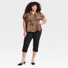 Women's Short Sleeve Henley Neck Blouse - Ava & Viv™ - 3 of 3