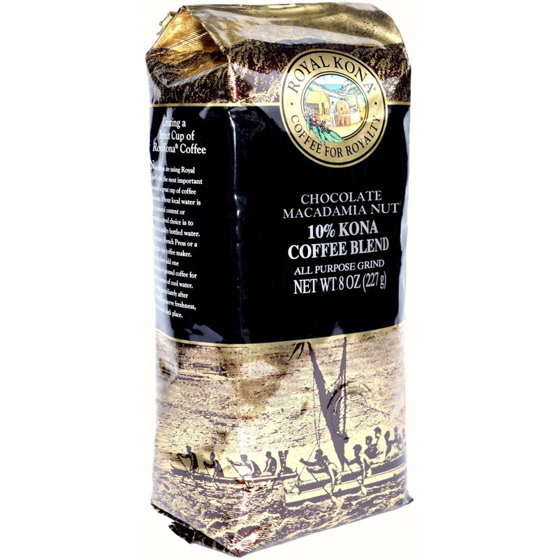 Royal Kona Chocolate Macadamia Nut Light Roast Ground Coffee - 8oz, 1 of 5