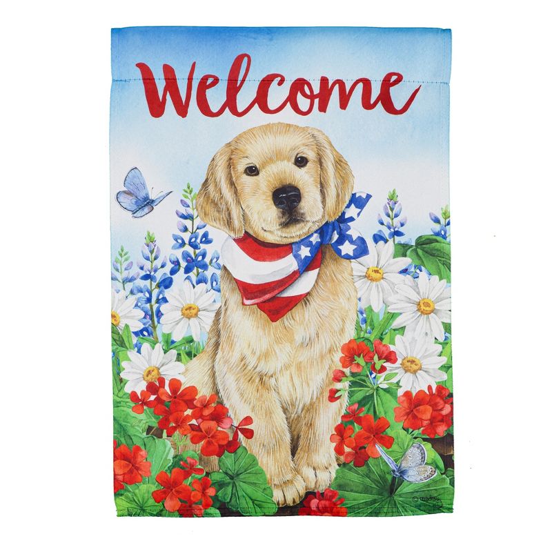 Evergreen Dog with Patriotic Bandana Garden Suede Flag 12.5 x 18 Inches Indoor Outdoor Decor, 1 of 4