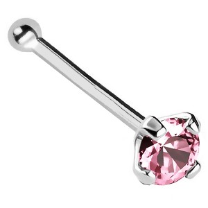 Jewelry Avalanche 22G 14K Gold Ball-end Nose Stud with Pink Tourmaline Gemstone - 1 of 2