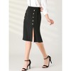 INSPIRE CHIC Women's Button Decor Elastic Waist Solid Color Skirt - 4 of 4