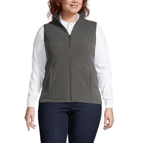 Lands' End Women's Plus Size Thermacheck 100 Fleece Vest - 1x - Iron ...