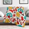 FIONECA Christmas Blanket with Gingerbread Man Christmas Stocking Candy Cane Wreath and Bell Pattern 50x60 inches - 3 of 4