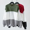 Womens Pullover Sweaters Chunky Crew Neck Sweater Knit Long Sleeve Color Block Sweater Cable Knit Sweater Womens Fall Outfits - 3 of 4