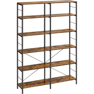 VASAGLE 6-Tier Tall Bookshelf, Bookcase, Large Metal Shelf, 11.8 x 47.2 x 67.9 Inches, Rustic Brown and Black - 1 of 4