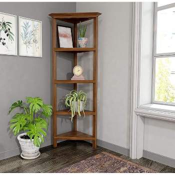 NewRidge 4-Tier Corner Wooden Bookcase Walnut