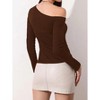 Women Blouse One Shoulder Casual Long Sleeve Fitted Shirts Top - 3 of 3