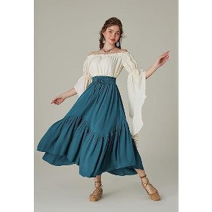 Clearlove Maxi Skirt for Women Casual High Waist Ruffle Flowy Long Skirts - 1 of 4