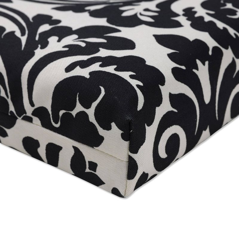 Essence Damask 2pc Outdoor Seat Cushion Set - Black/White Floral - Pillow Perfect, 4 of 7