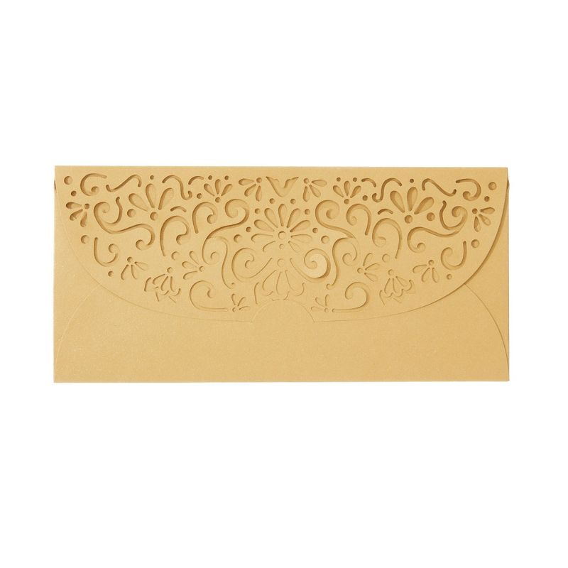 Pipilo Press 36 Pack Laser Cut Money Envelopes for Cash, Gift for Wedding Birthday, Gold, 6.8 x 3.3 in, 4 of 9