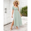 Clearlove Women's Square Neck Puff Sleeve Smocked Waist Gingham Dress Summer Mini Dress with Shirred Bust - 2 of 4