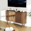 AEELLEEA Storage Sideboard 1.4M Long Curved MDF Modern Buffet Cabinet with Doors for Kitchen Living Room Bedroom Walnut - 3 of 4