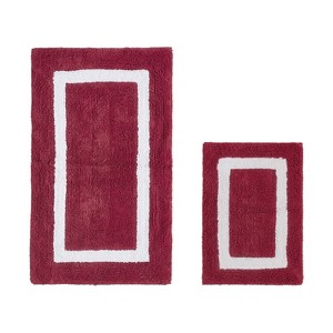 Hotel Bath Rug 100% Premium Cotton Tufted Weave Two Tone Reversible 2 Piece Bathroom Rug Set, Super Soft & Water Absorbent, Machine Washable Bathmat - 1 of 4