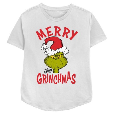 Women's Dr. Seuss Merry Grinchmas T-shirt - White - X Large : Target