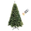 6FT/7FT Pencil Christmas Tree Prelit, Artificial Spruce Tree with Metal Stand, Indoor Outdoor Holiday Home Decor, Green - 3 of 4
