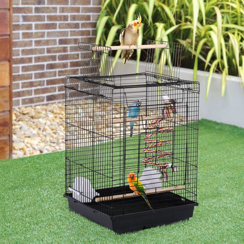 Yaheetech Open Top Bird Cage for Small Birds Canary Parakeet Cockatiel Budgie, Small Parrot Cage Travel Cage w/Open Play Top, Black, 2 of 11